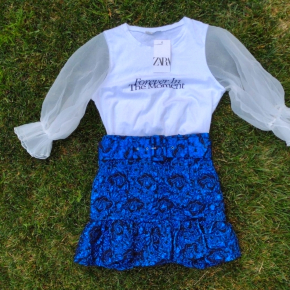 Zara LIMITED EDITION festive season blue skirt💙